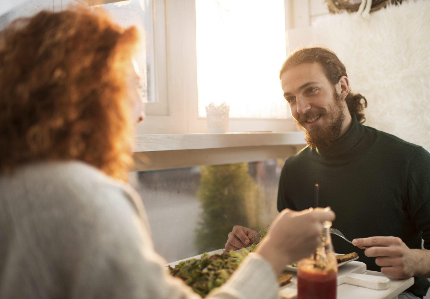 Young christian couple on a first date